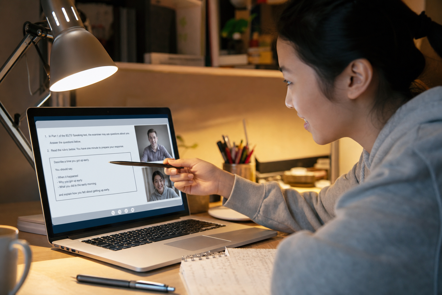 Skill hubs for Speaking, Writing, Reading, and Listening.